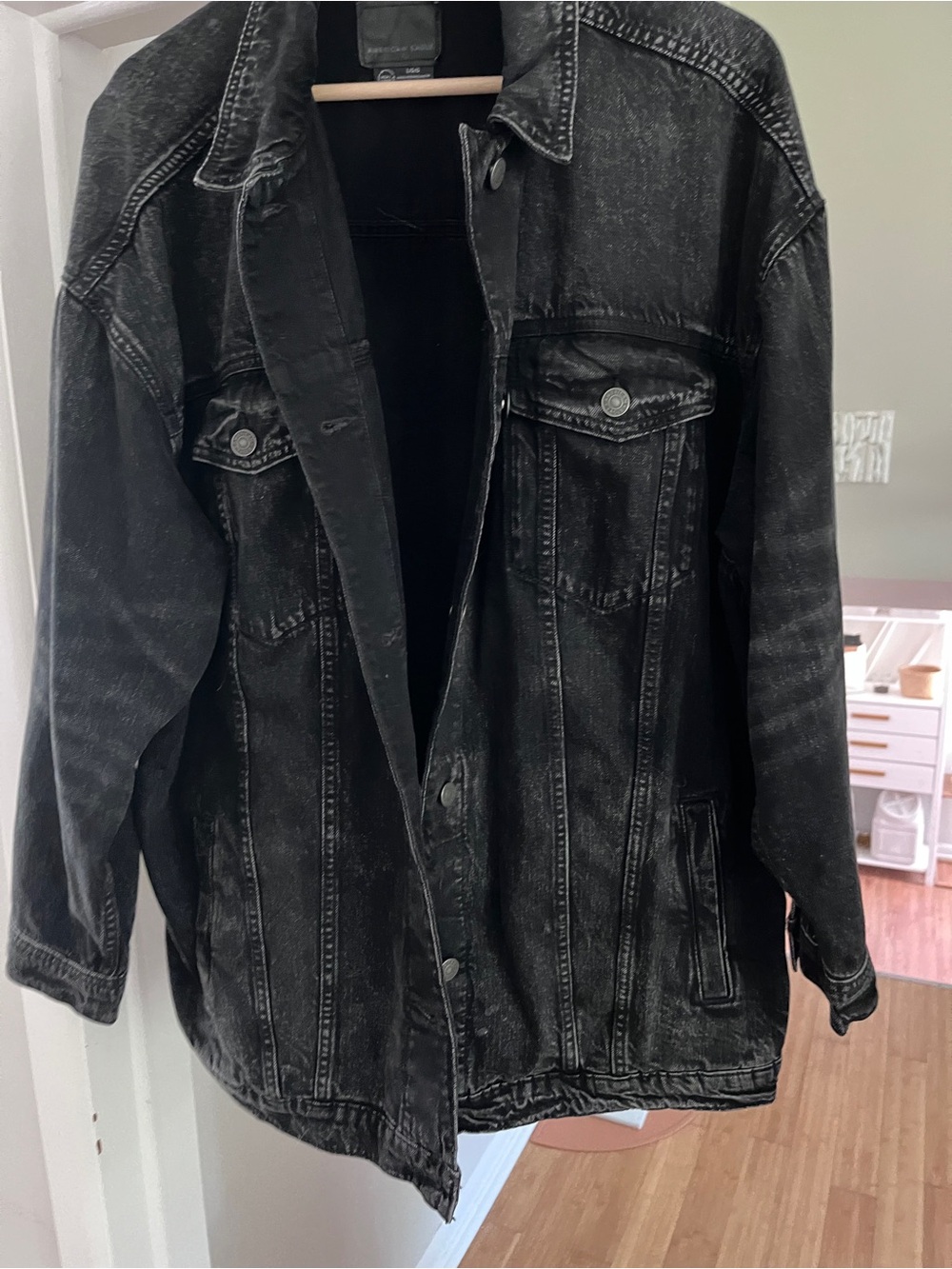 Oversized Black Washed Denim Jacket